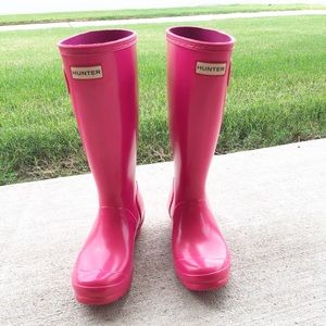 Hunter big kids tall gloss rain boots